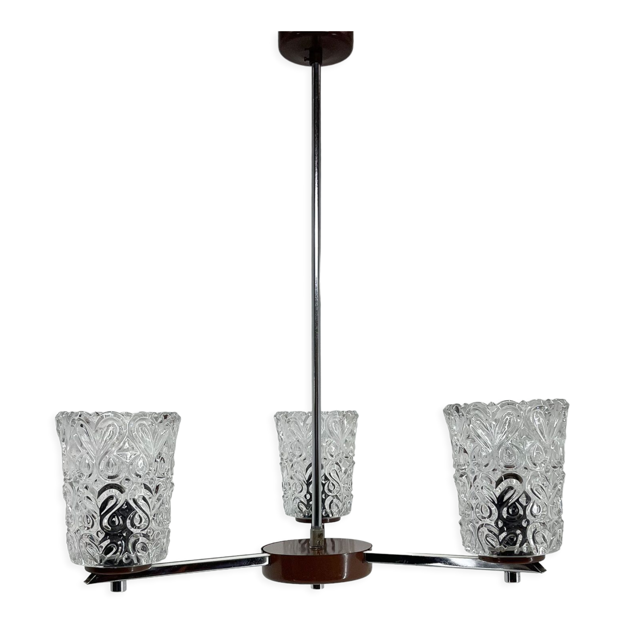 Vintage Chrome & Glass Chandelier, 1970's