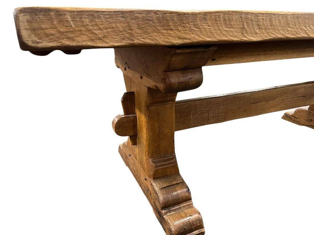 XL vintage brutalist wooden dining table