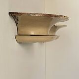 Pair of vintage modernist wall lights, beige painted metal and glass, France, 1930