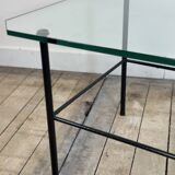 Metal and glass coffee table gérard guermomprez 1956