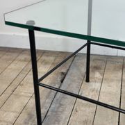 Metal and glass coffee table gérard guermomprez 1956