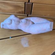 Female nude sculpture in terracotta signed Jean Portal.