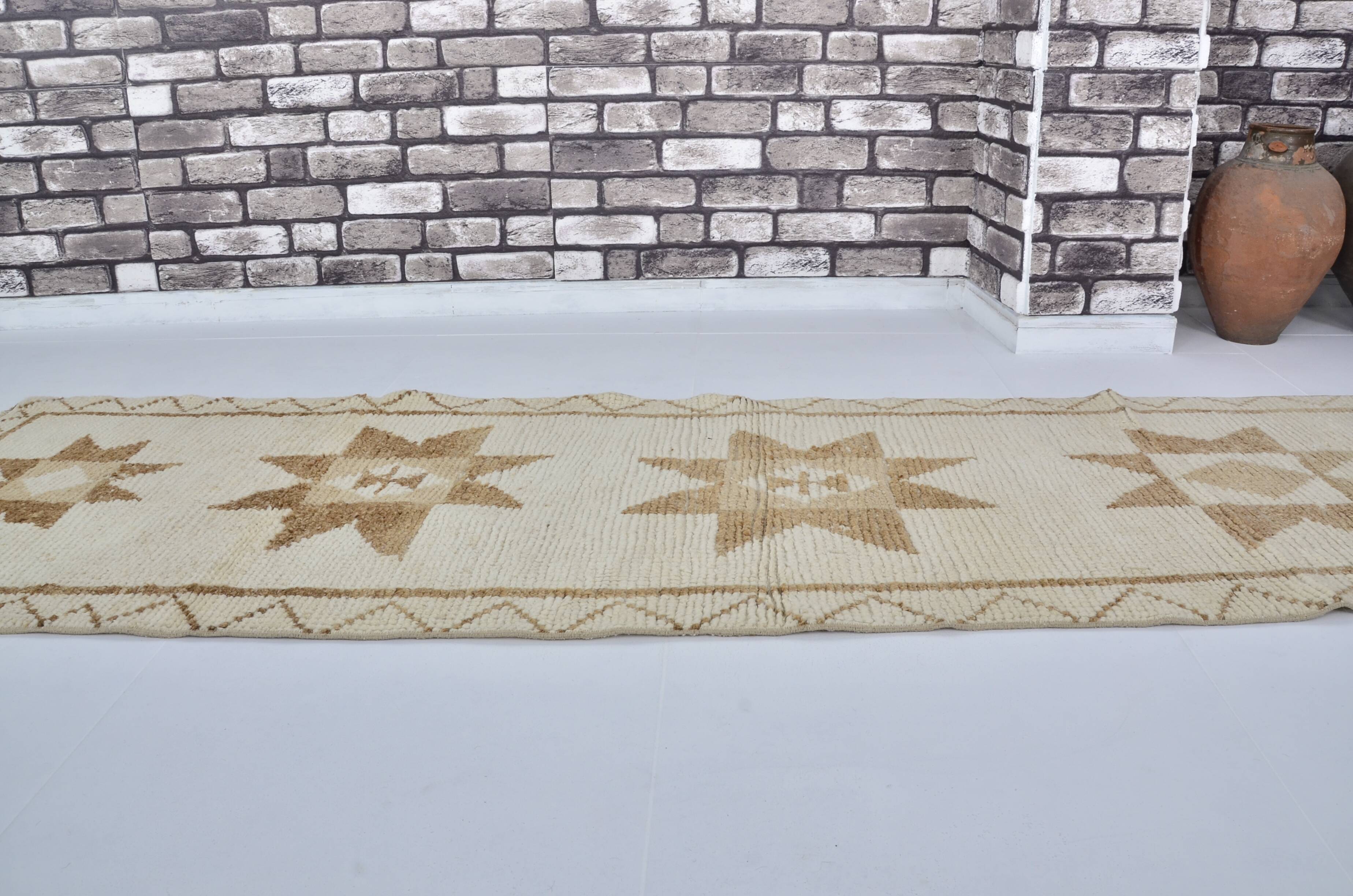 White And Brown Floral Runner Carpet sku 2069