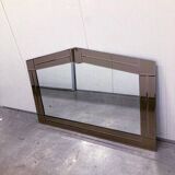 Large wall mirror in Art Deco style, facet-cut pink and clear glass