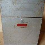 Large vintage gray metal file box (22.5 x 21 x 32 cm)