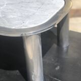 Marble and chrome steel coffee table, Italian design 1970