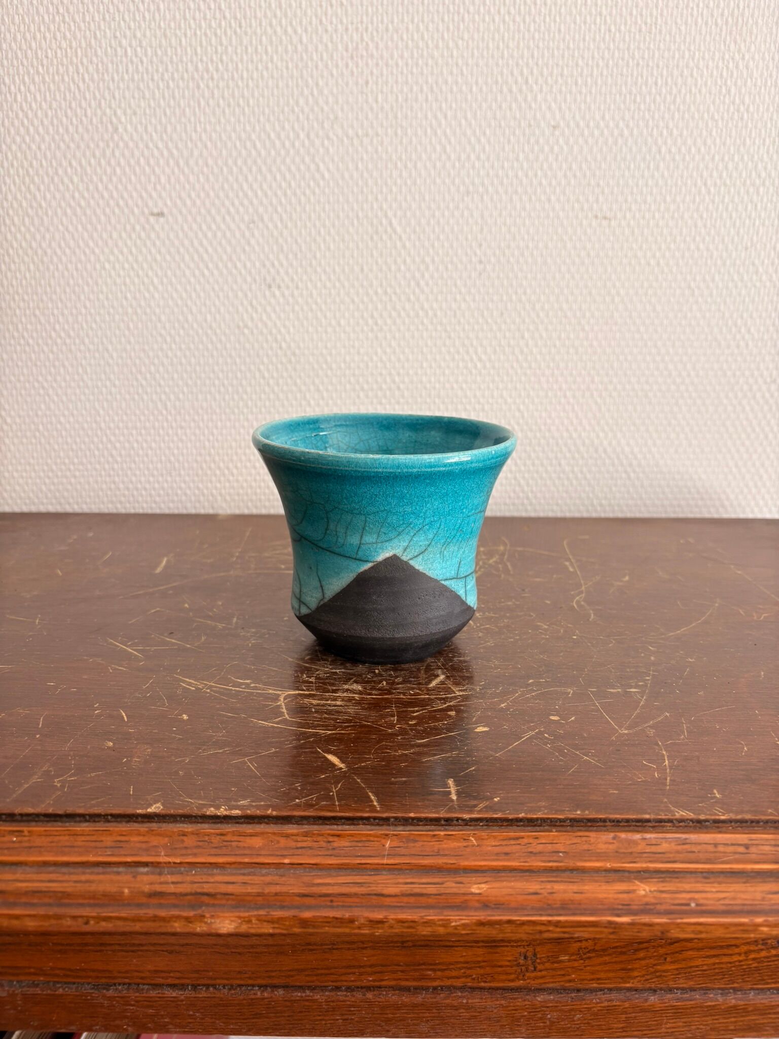 Pocket Vase Bowl Ashtray Raky Signed Pottery Craft Turquoise Z