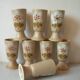 Old 8 mazagrans coffee service in stoneware with floral flower decoration 14 cm kitchen decor