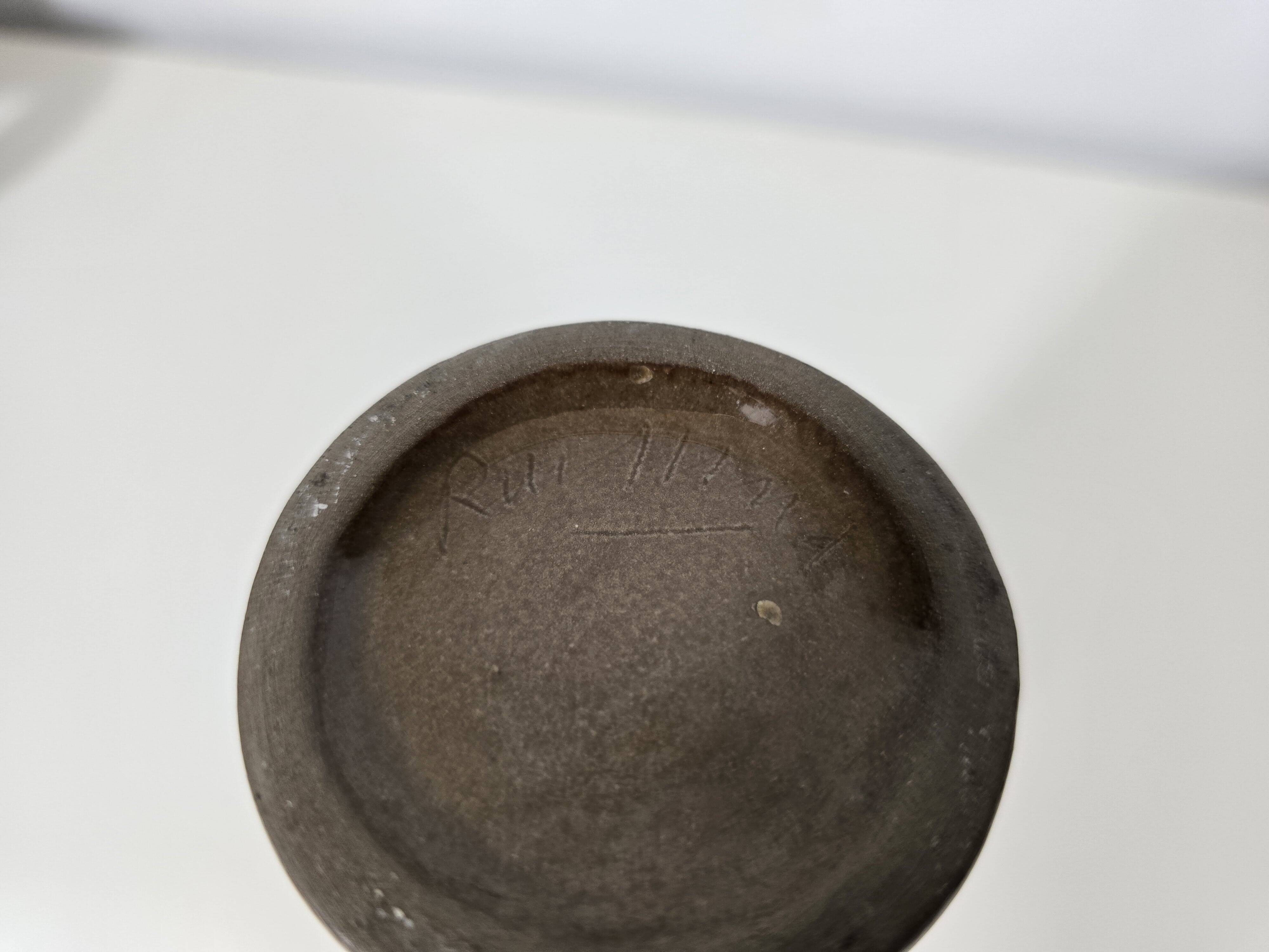 Jacques & Dani Ruelland Grey glazed ceramic roller vase