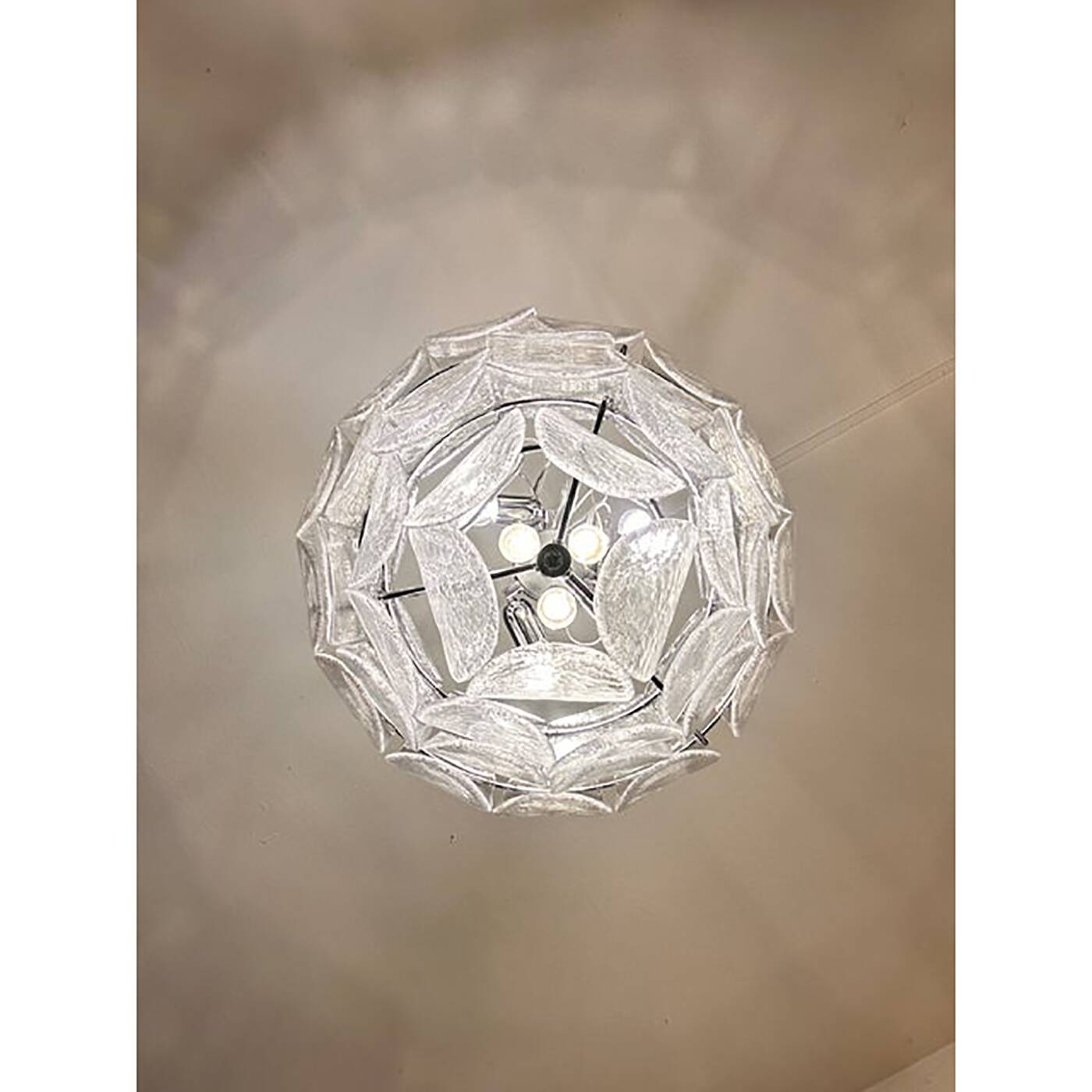 Contemporary Modern Clear "Petals"  Glass Chandelier