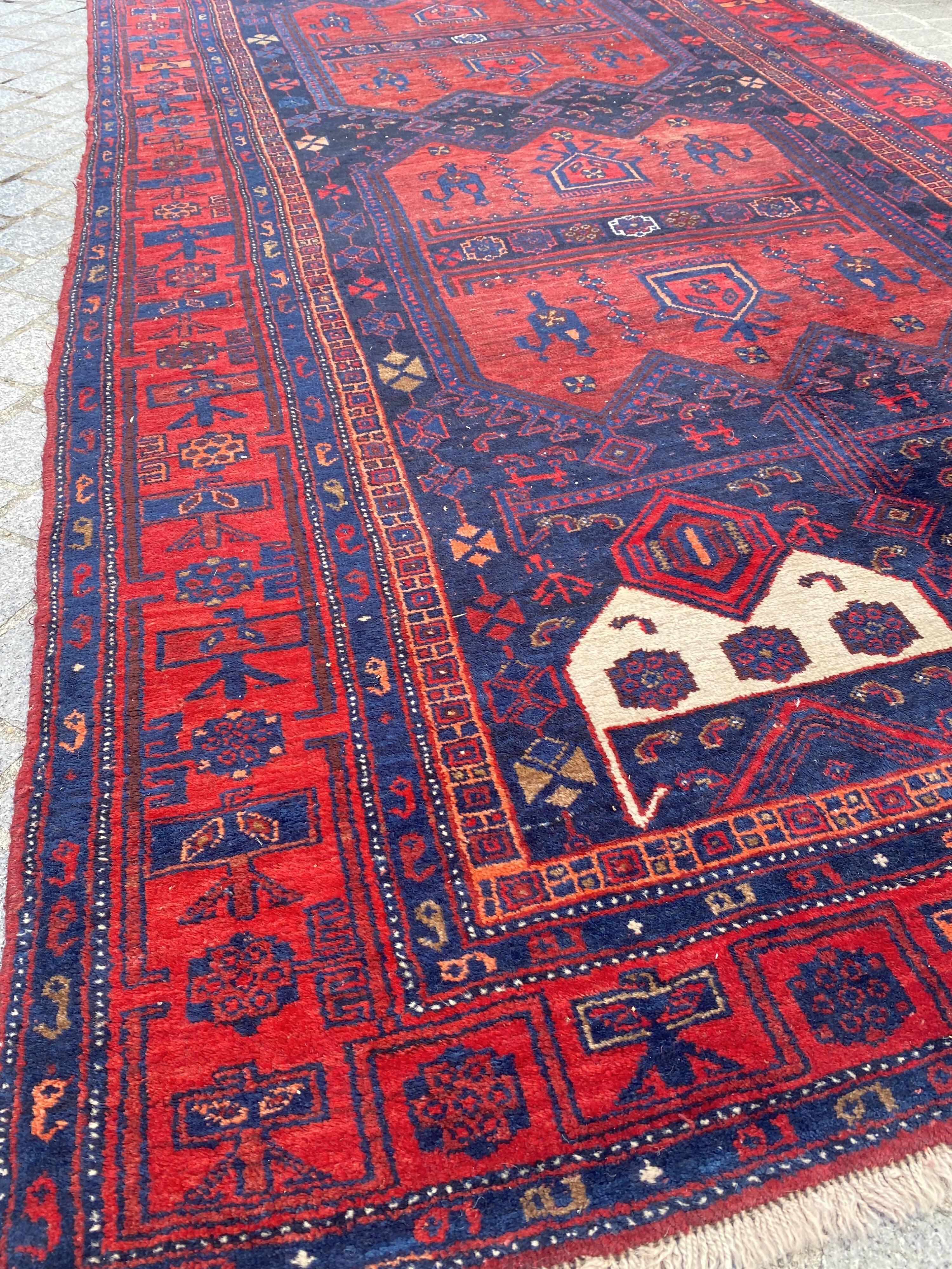 Very beautiful old Persian carpet Bijar handmade 148x318 cm