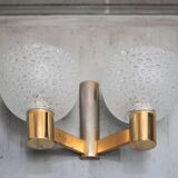 vintage wall light, golden metal and bubbled glass wall sconce, lighting, decor