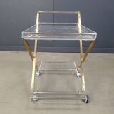 Vintage lucite and brass trolley, 1970s