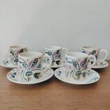 Set of 5 espresso cups in Lunéville earthenware