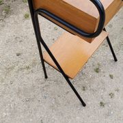 Pair of bedside tables from the 60s in gilded oak and tubes stamped Descher