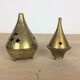 2 conical boxes burns incense in golden brass