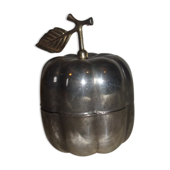 Boite pomme en métal argenté