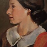 Tableau antique portrait féminin huile sur toile ennio pozzi (1893-1972)