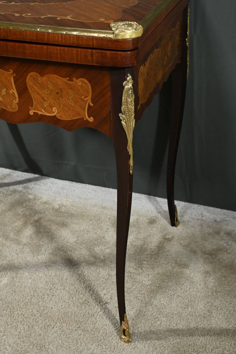 Mahogany Games Table, Louis XV/Louis XVI Transition Style – Late 19th Century