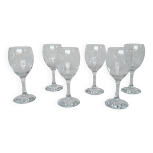 6 verres à pied décorés - verrerie