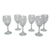 6 verres à pied décorés – verrerie années 1970
