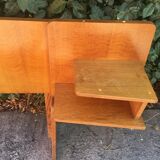 Vintage headboard with hanging bedside tables