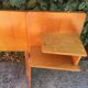 Vintage headboard with hanging bedside tables