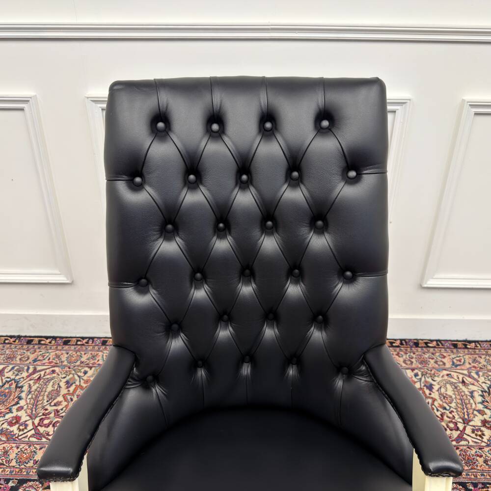 Large Classic English White Chesterfield Office Chair