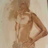Watercolor nude 1975 signed
