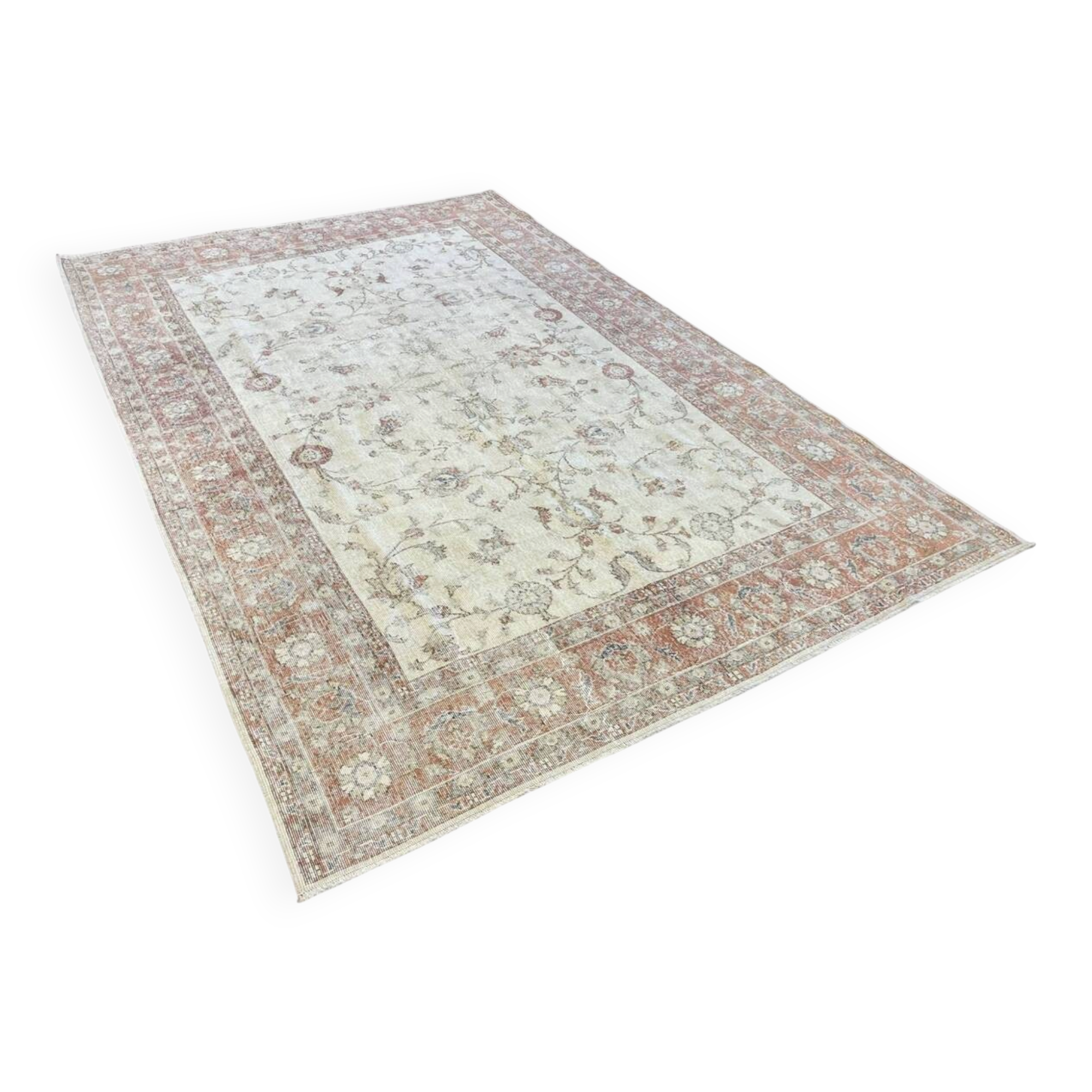 Vintage Large Pastel Carpet with Flowers