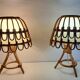 Pair of bamboo bedside lamps