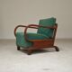 Paire de fauteuils Art déco vert par Jindrich Halabala, Prague 1930