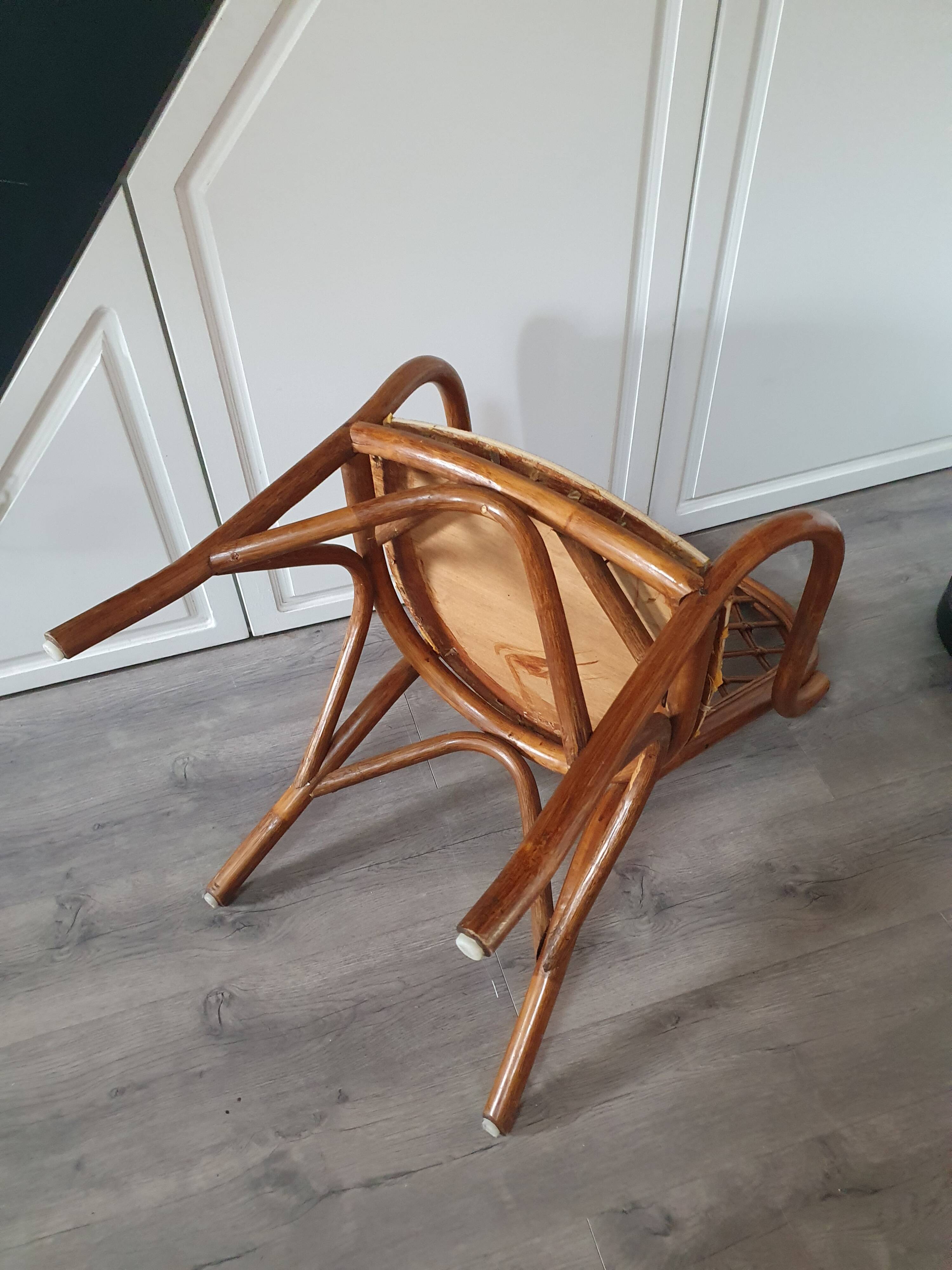 Vintage rattan armchair, seat to renovate