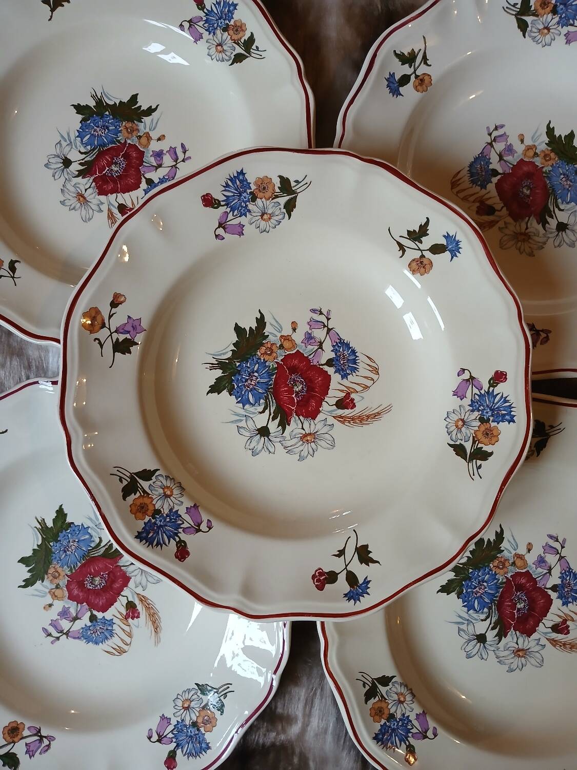 7 antique deep plates from Digoin and Sarreguemines