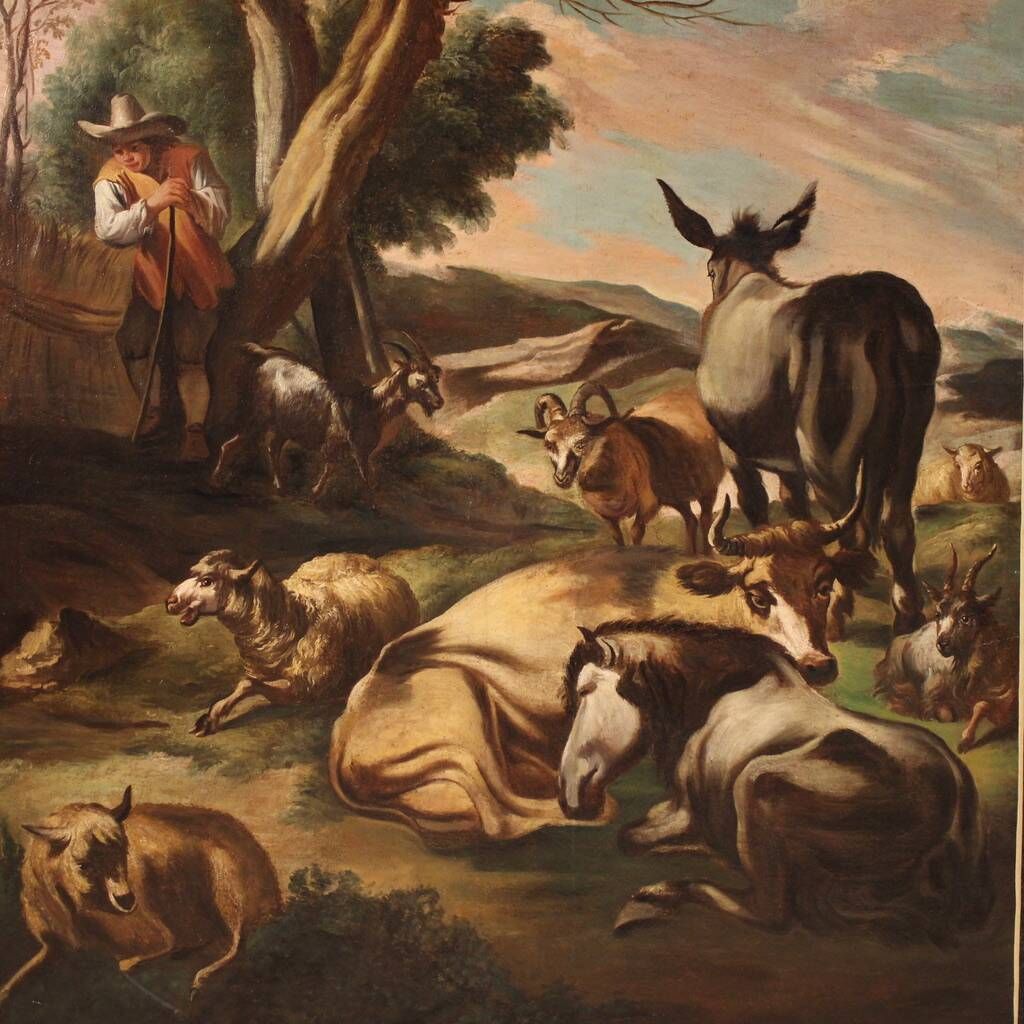 18th century Italian painting, pastoral genre scene