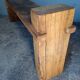 Solid patinated wood design bench 140cm