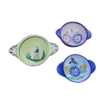 3 ear bowls Quimper Henriot