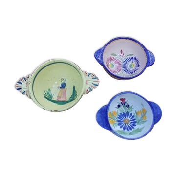 3 ear bowls Quimper Henriot