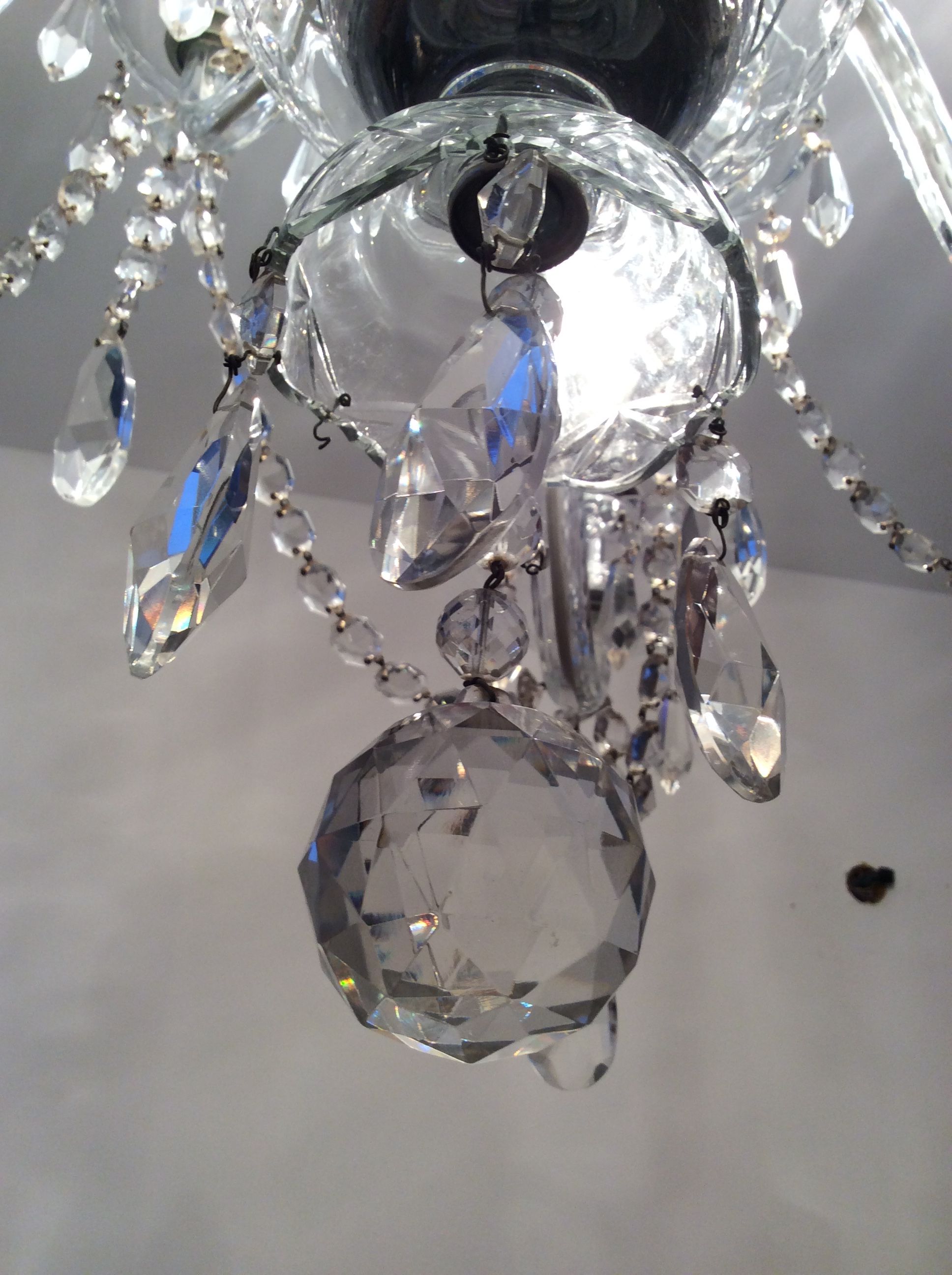 Old bohemian crystal chandelier for Deknudt