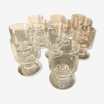 Set 11 glasses blown crystal 1970