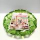 Large Green Bullicante Murano Glass Bowl or Centerpiece with Gold Leaf