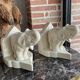 Pair of cracked earthenware bookends. ART DECO