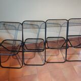 Set of 4 chairs garden foldable metal openwork Italian design Talin vintage black