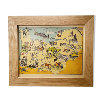 Old poster illustrated map of Normandy 1939 - JP Pinchon