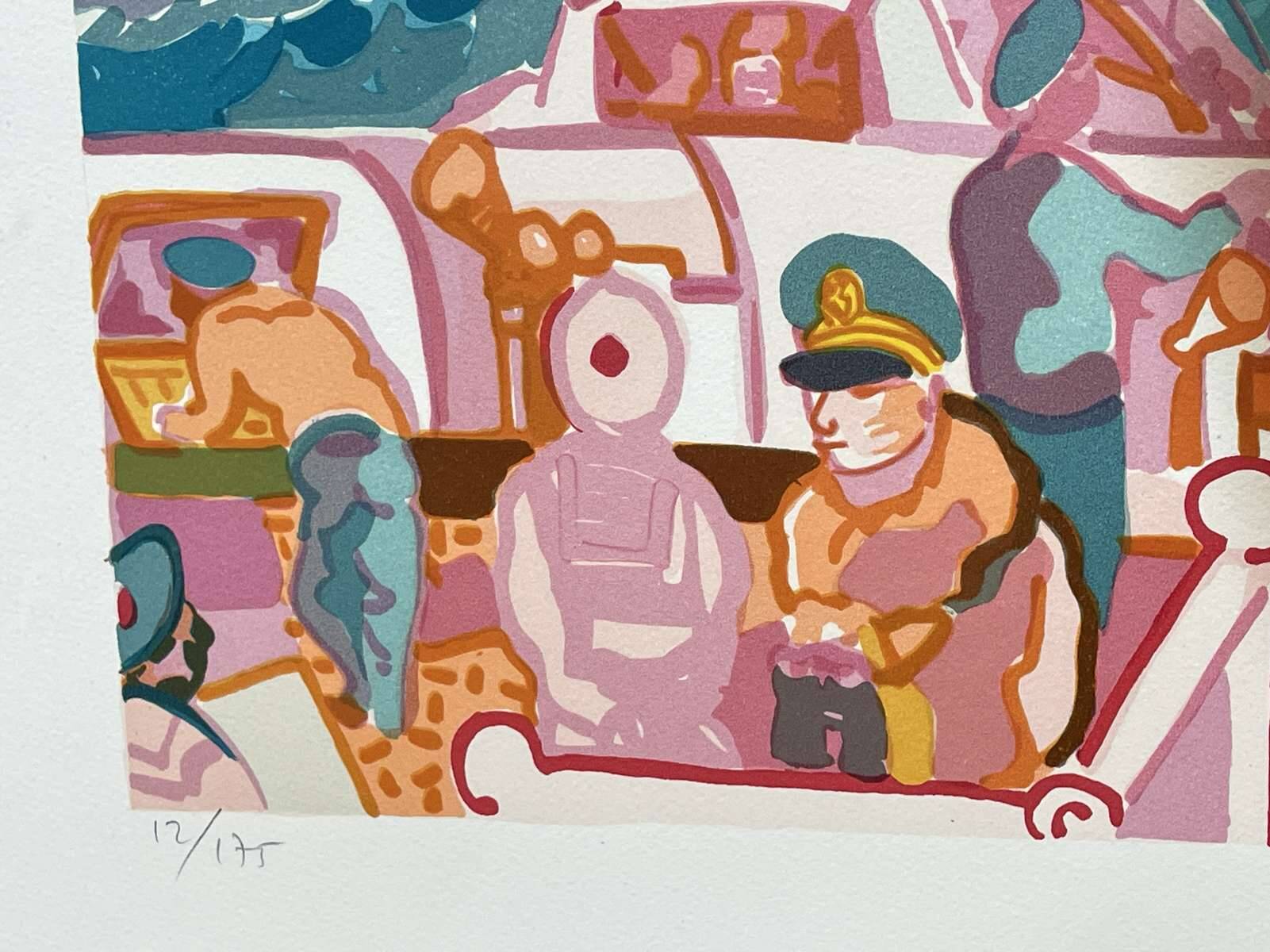 Lithograph by Charles Lapicque (1898-1988) - Maneuvers in the harbour of Brest