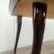Mid-century mahogany dining table with aquamarine glass top