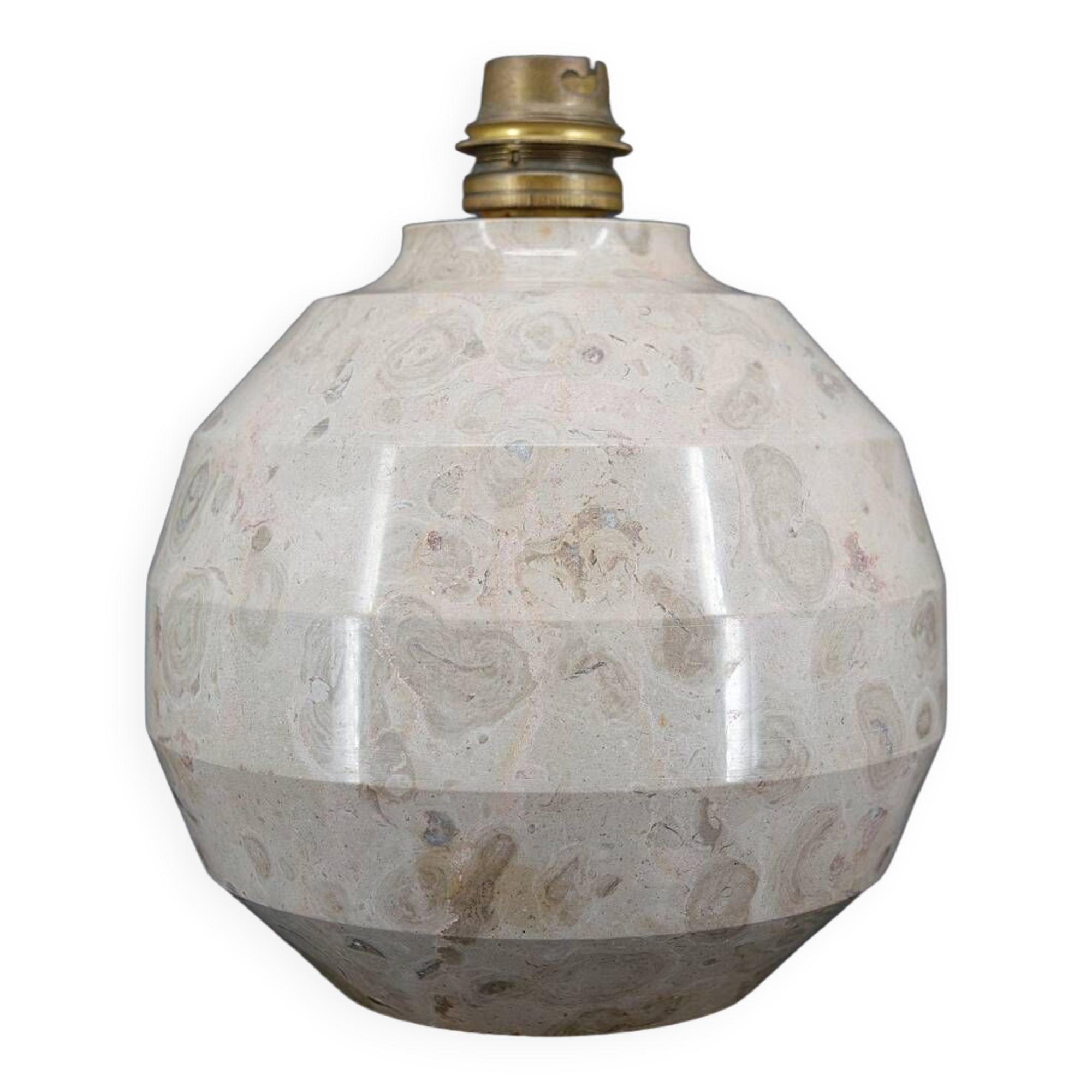 Modernist Art Deco ball lamp in carved marble, France, Circa 1930
