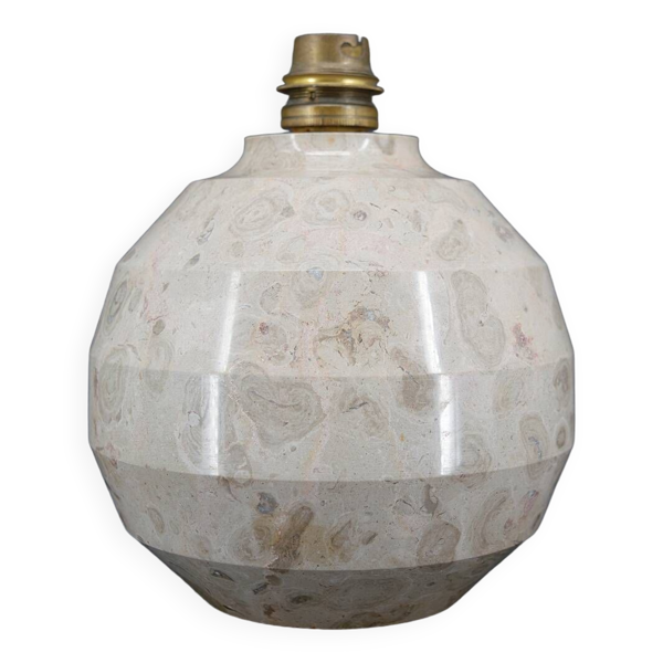 Lampe boule Art Deco moderniste en marbre sculpté, France, Circa 1930