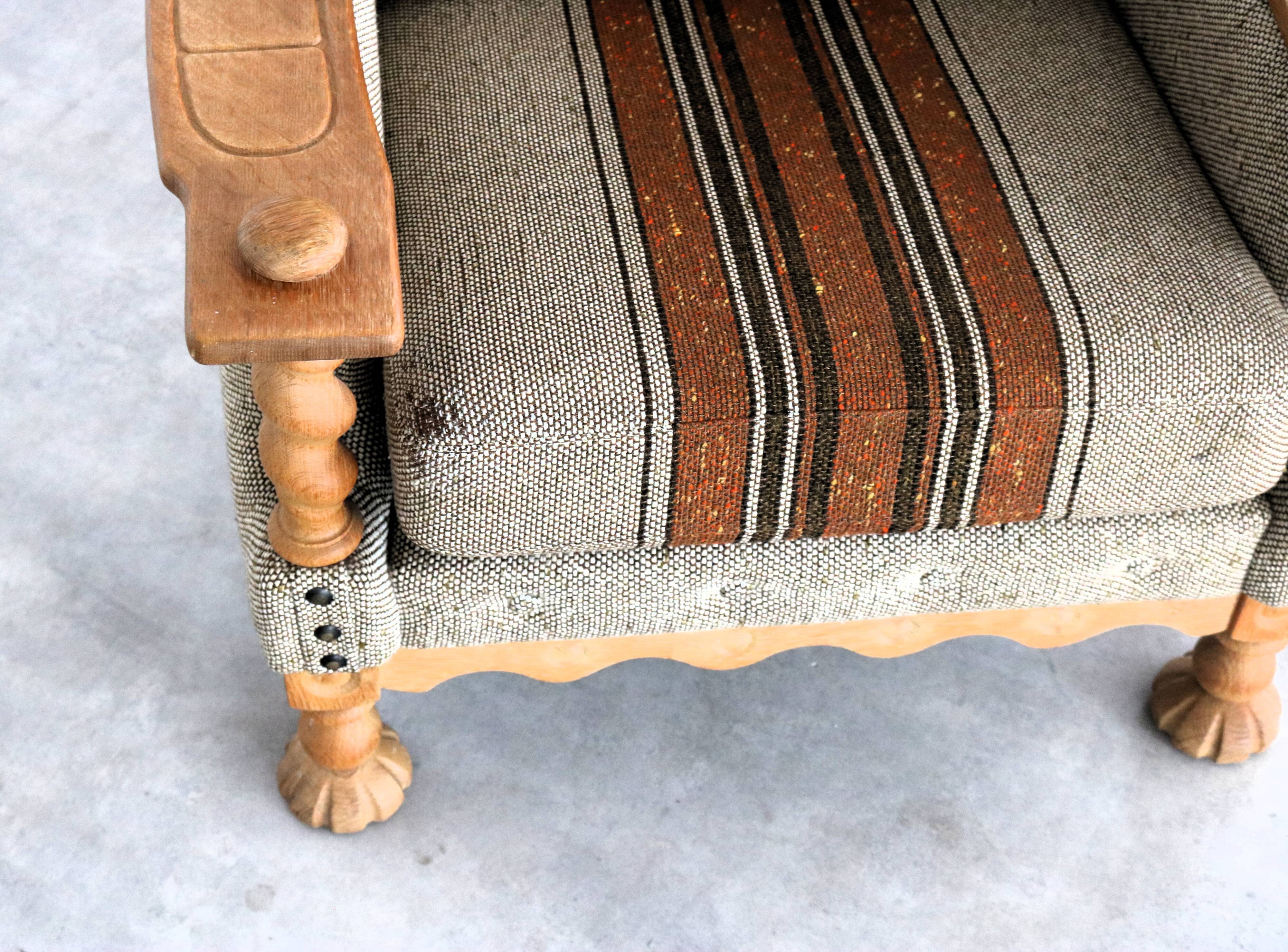vintage brutalist oak armchair