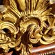 Authentic original Italian fireplace mirror, frame and pediment.